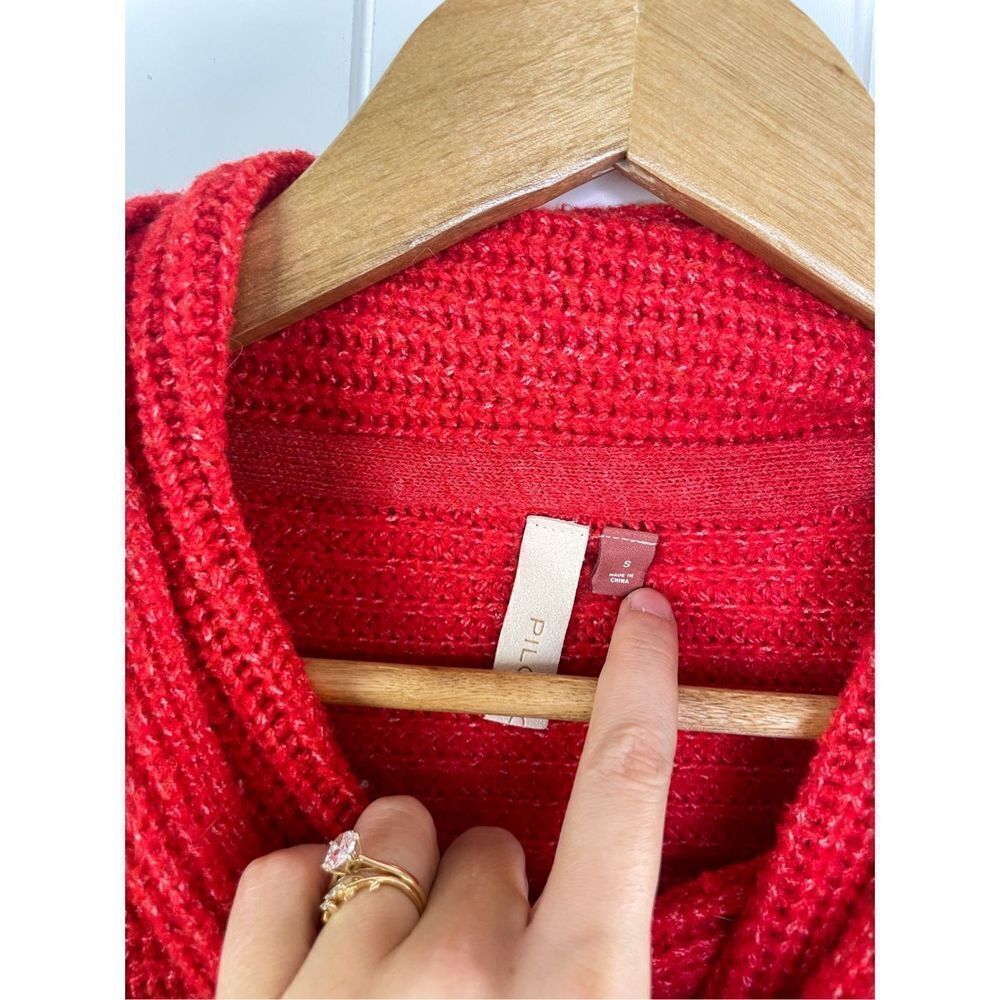 Anthropologie Oversized‎ Pilcro Cowl Neck Red Sweater Size S - Picture 6 of 12